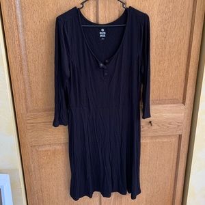 Black SO Skater Dress with Henley neckline